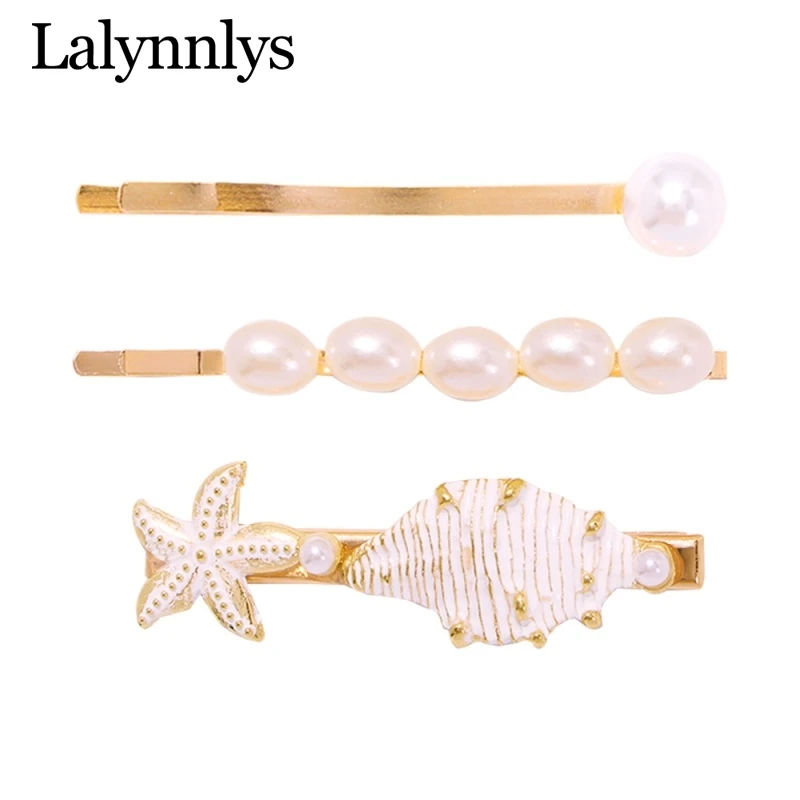 Lalynnlys, заколки для волос в виде раковины в стиле бохо, Морская звезда, набор для женщин, девушек, заколка для волос, летняя пляжная заколка для волос, ювелирные аксессуары F03991