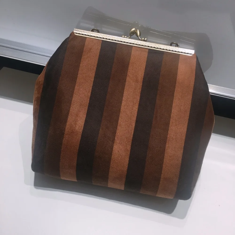 Casual Handmade Tote Vintage Denim Brown Striped Knot Wrist Bag Day Clutches Handbags For Women Casual Handmade Tote Vintage Denim Brown Striped Knot Wrist Bag Day Clutches Handbags For Women