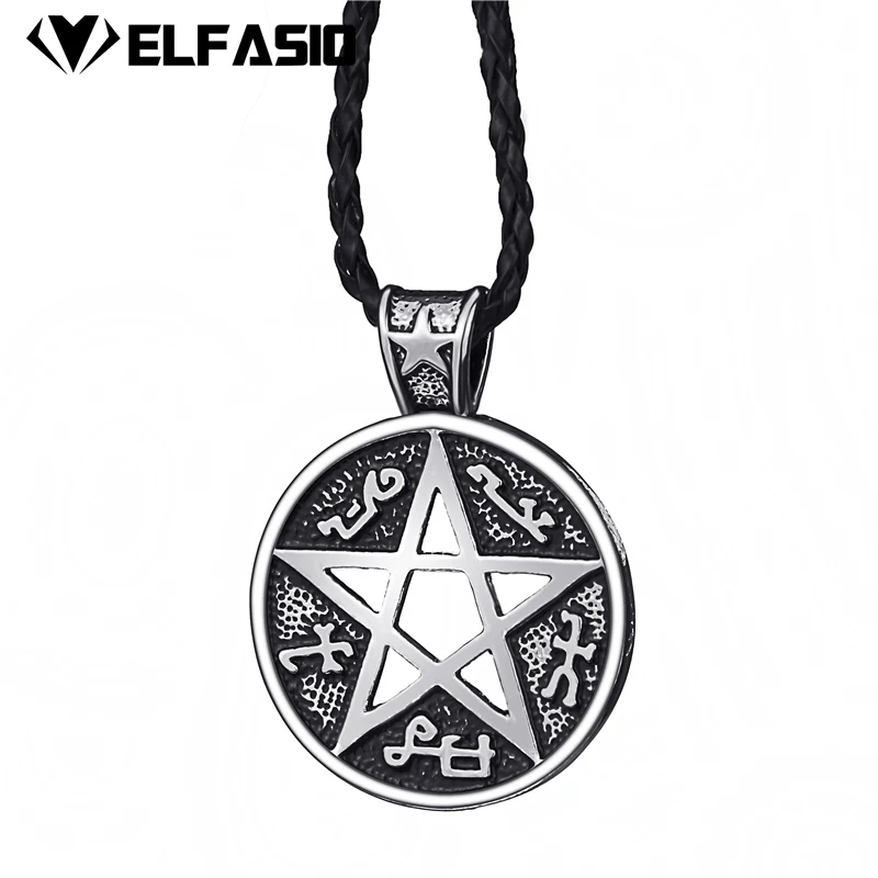 

Pentagram Star Talisman Silver Tone Mens Pendant Necklace Wholesale Jewelry LP314