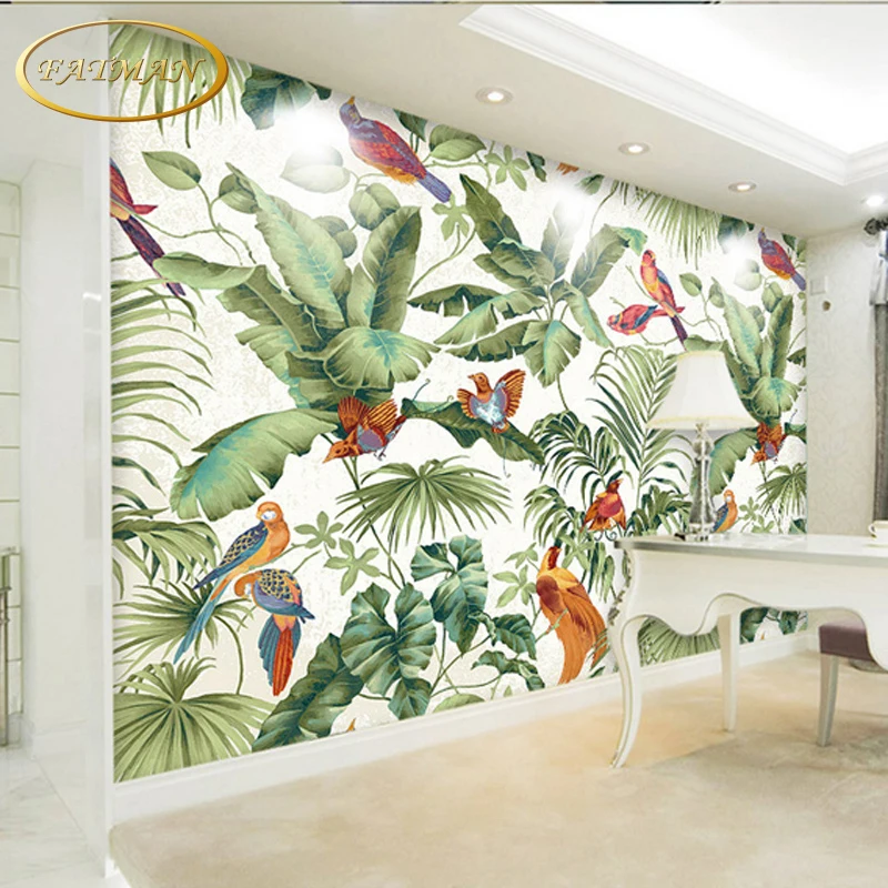 Custom 3D foto papel pintado jardín tropical flor pájaro personalidad papel pintado mural papel de pared
