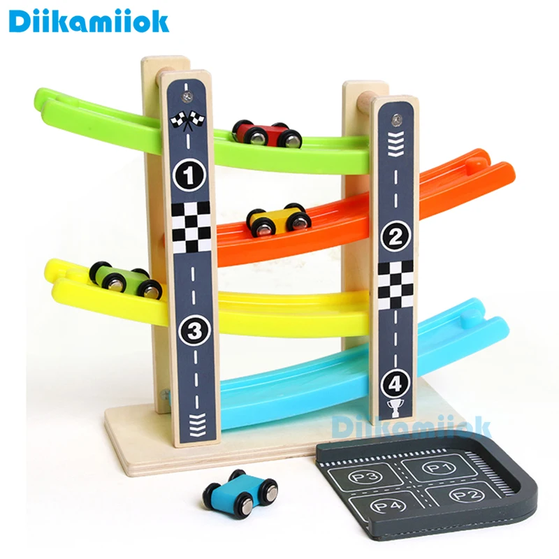 

New Baby Gliding Cars Track Racing Games Wooden Toys For Children Turn back Ramp Car Racing Toy Vehicles YE-L03