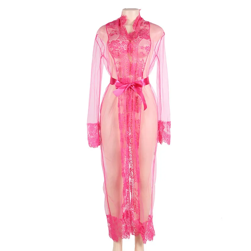 Ohyeahlover прозрачное белье с длинным рукавом Сексуальная одежда Кружева пижамы ресницы секс платье длинная ночная рубашка размера плюс 5XL RM80507