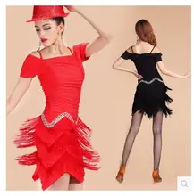 Latin dance clothing new fashion charm Slim fold beads hand-fringed skirt set dance clothes square dance clothing game