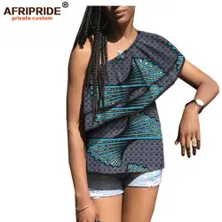 2019 африка печати летняя рубашка для женщин AFRIPRIDE Портной сделал одно плечо 2 слоя оборками повседневное хлопковая A1822007