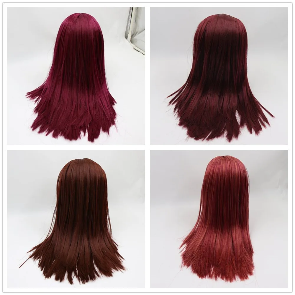 blyth doll icy RBL scalp and dome oily hair long straight hair red brown hair for DIY custom doll