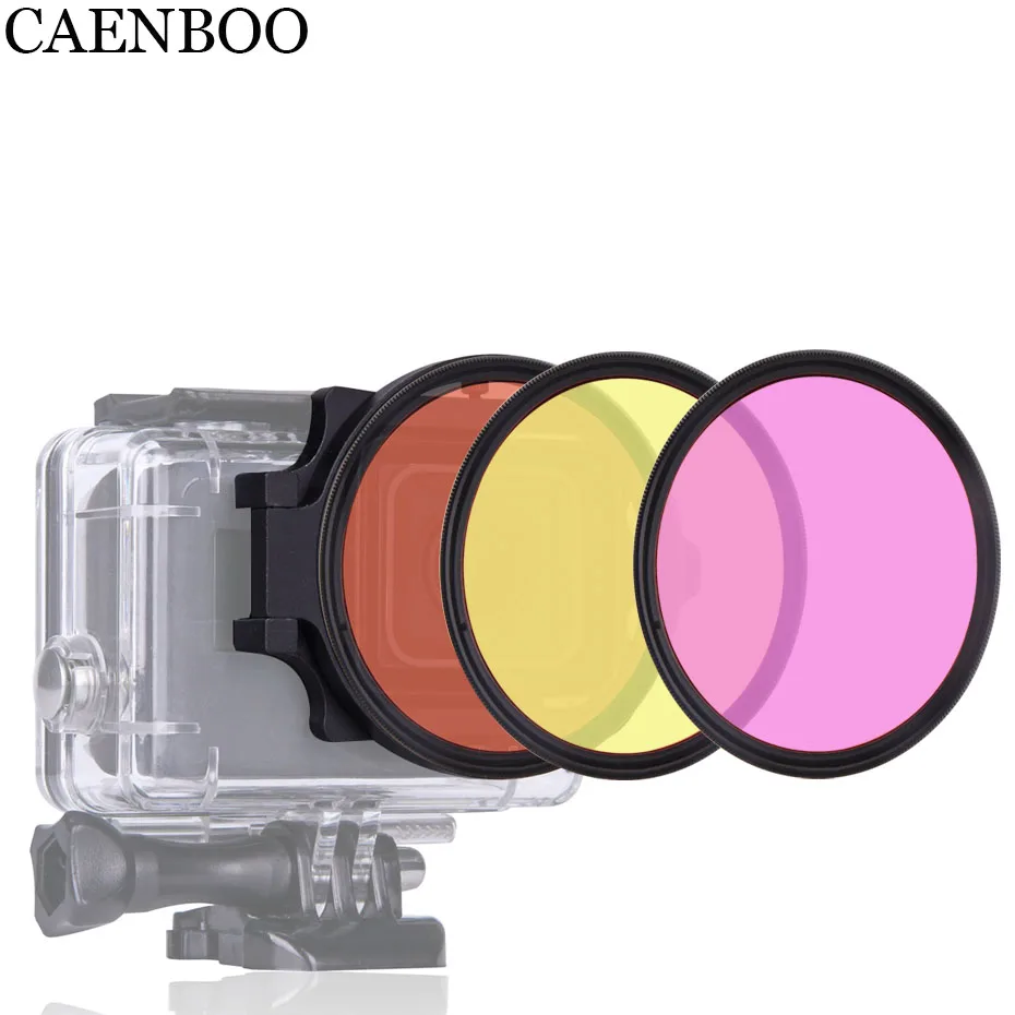 CAENBOO фильтр для объектива экшн камеры Go Pro Hero 5 6 красный + желтый фиолетовый