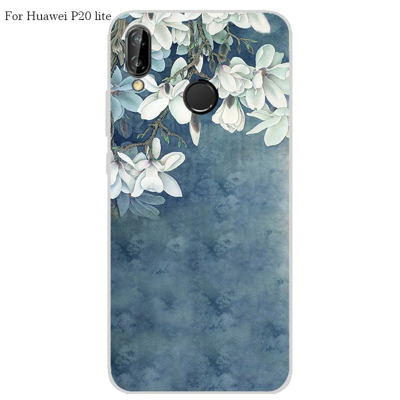 Huawei P20 lite Case Cover TPU Case For Huawei P20 lite Phone Cover Sweet Floral Cute Cat TPU P20 lite Soft Case Fashion 100%   a14