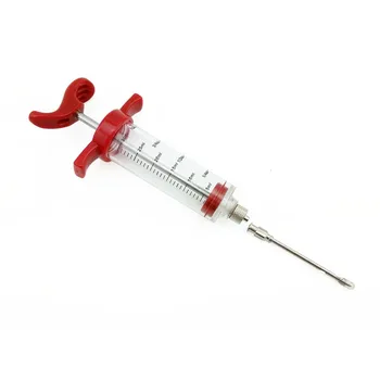

1OZ 30ml BBQ Meat Injector Kitchen Accessories Plastic Marinade Injector Stainless steel Needle Red Syringe Marinade Flavour