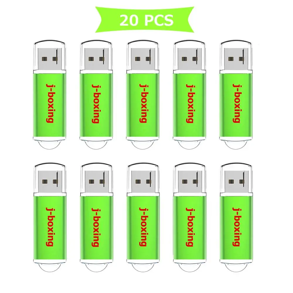 

J-boxing 20PCS/LOT USB Flash Drive Full Capacity Rectangle Flash Pen Drive Thumb Memory Stick for PC Laptop Tablet Mac 64MB-32GB