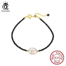 ORSA JEWELS настоящие женские пресноводные жемчужины неправильной формы Черный шпинель браслет серебро 925 красивые стильные ювелирные изделия SB48-B