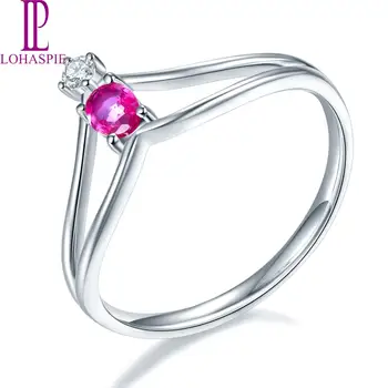 

LP Natural Gemstone Ruby & Diamond Solid 9K 14K18K White Gold Online Engagement Rings for women Diamond-Jewelry 2019