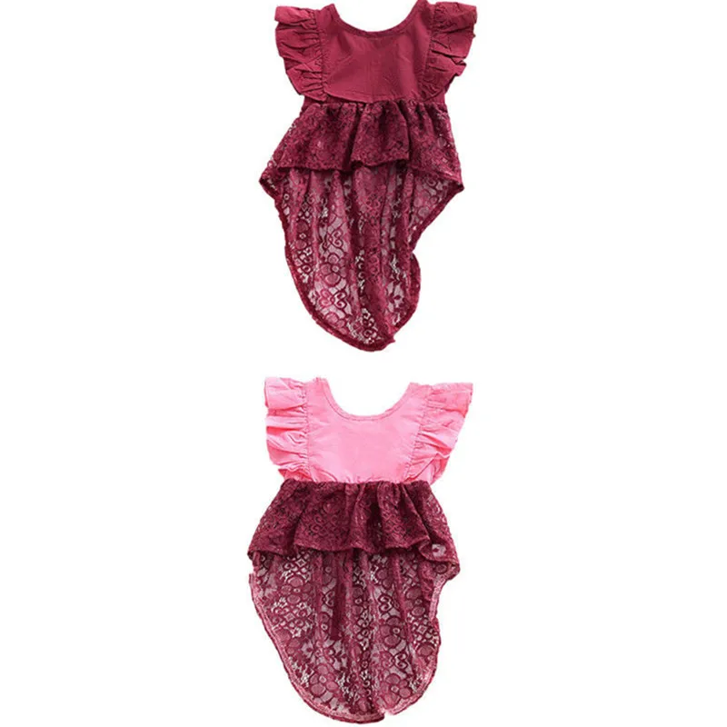 

Baby Girls Vintage Dresses 2018 New Summer Kid Girl Lace Patchwork Party Asymmetrical Tutu Dress Children Ruffles Dress Vestidos