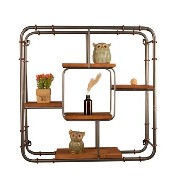 

Storage Holders Racks Home Organization iron wood wall storage wall rack key holder wall shelves organizer 61*61*15cm/91*75*16cm