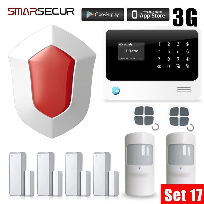 Smarsecur G90Bplus Беспроводная GSM сигнализация Android IOS приложение управление wifi GSM сигнализация сенсор комплект английский, русский, испанский голос