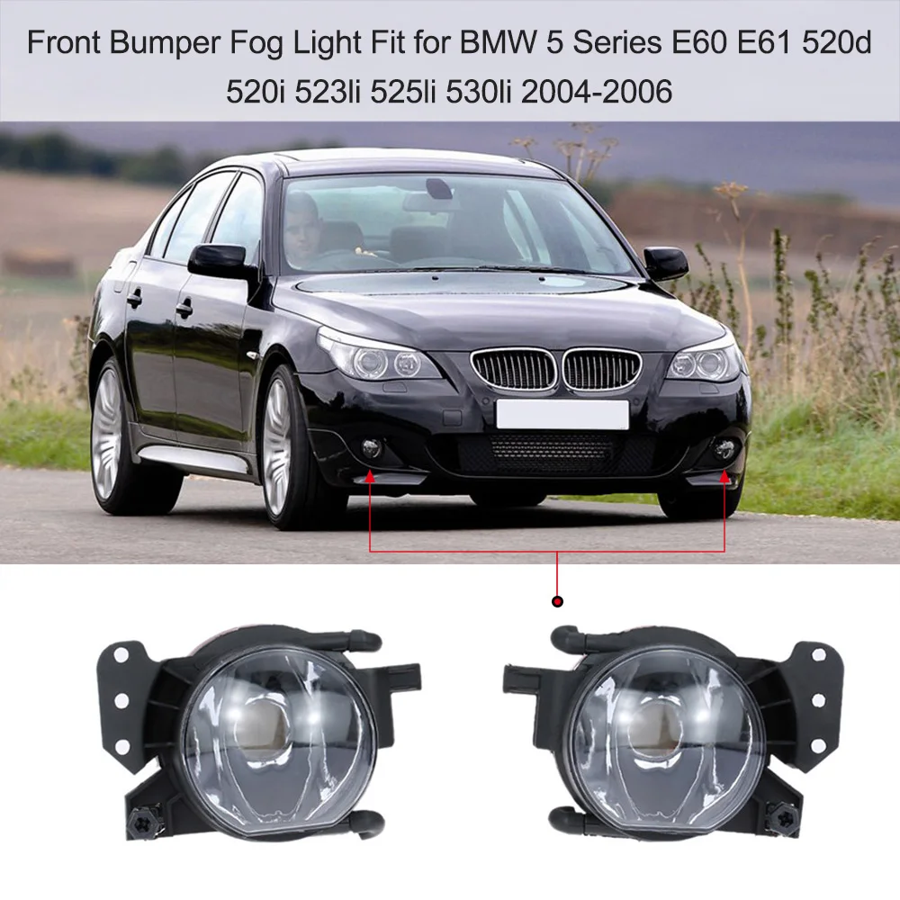 

KKMOON Front Bumper Fog Light Replacement Part Fit for BMW 5 Series E60 E61 520d 520i 523li 525li 530li 2004-2006