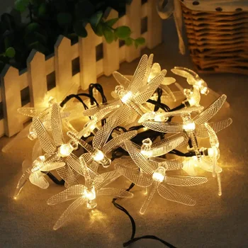 

Solar Christmas Lights 19.7ft 30 LED 8 Modes Solar Dragonfly Fairy String Lights for Xmas Party Decorations Outdoor Solar Lamp