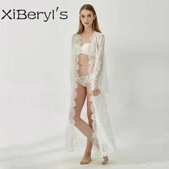 

XiBeryl's Elegant Long Flower Lace Bride Robe For Honnymoon Day