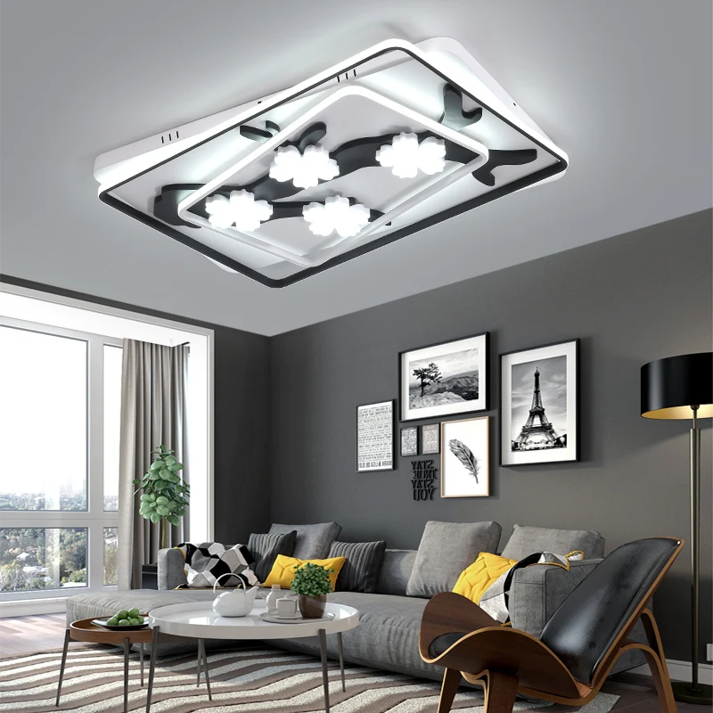 

Modern Chandelier Lighting for Living room Bedroom Home mounted Square Ceiling Chandelier Lustres Dimming with remote control