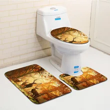 3 шт. пейзаж лося с ковром для ванной комнаты и ковром для туалета HD фланелевый с принтом Нескользящие коврики современные коврики для ванной