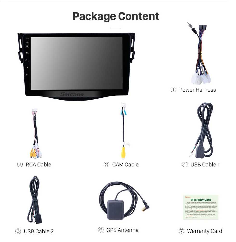 Cheap Seicane for 2007-2013 Toyota RAV4 Android 8.1 Radio 9 inch HD Touchscreen GPS Navigation Steering Wheel control WIFI USB 18