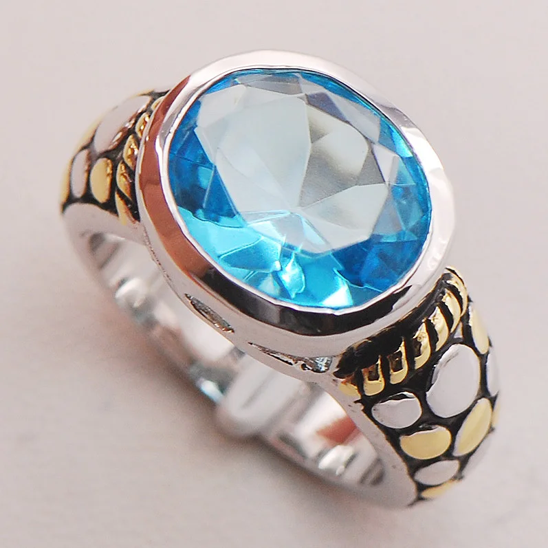 Simulated Aquamarine Women 925 Sterling Silver Ring F727 Size 6 7 8 9 ...