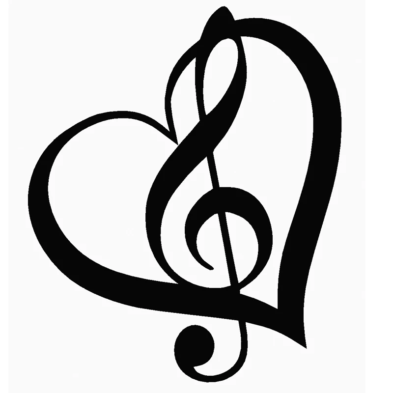 15cm x 10cm Treble Clef Heart Vinyl Decal Sticker Car Window Wall Bumper Laptop Kayak font