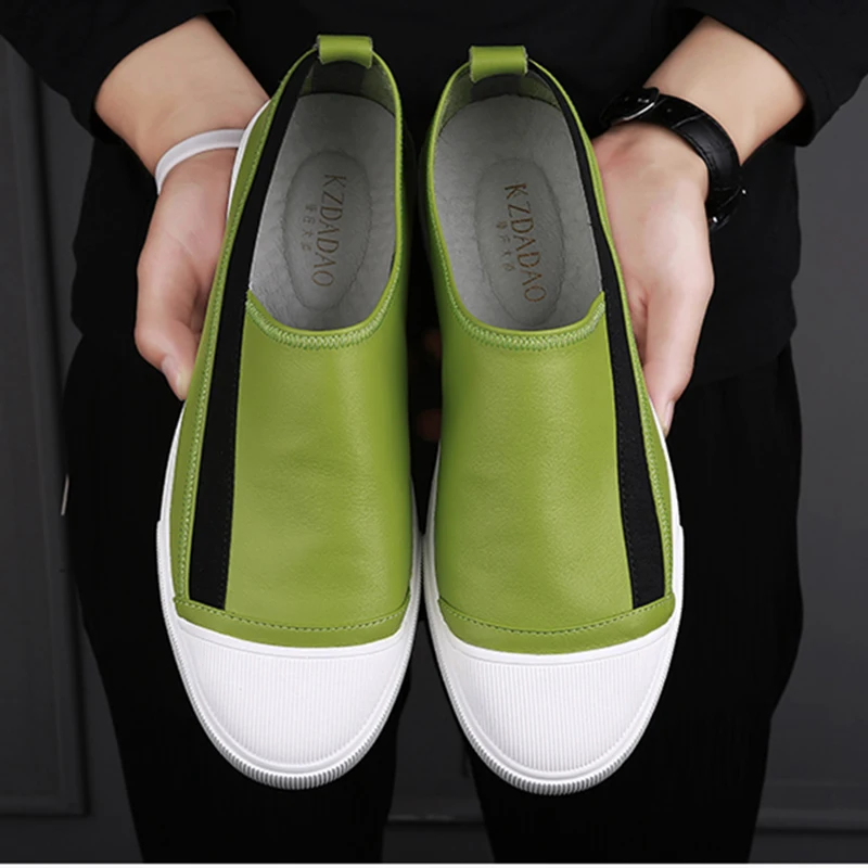Deslizamento white Moda De Sapatos Para verde Out preto Homens Confortável Casuais Da Mocassins Black Respirável Out Escritório Couro Condução Out Em Hollow green branco Verão 5v1nxq6dn0