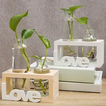 Креативный деревянный стенд стеклянный террариум контейнер Гидропоника цветочный горшок для выращивания растений настольная ваза DIY домашний офисный, Свадебный декор