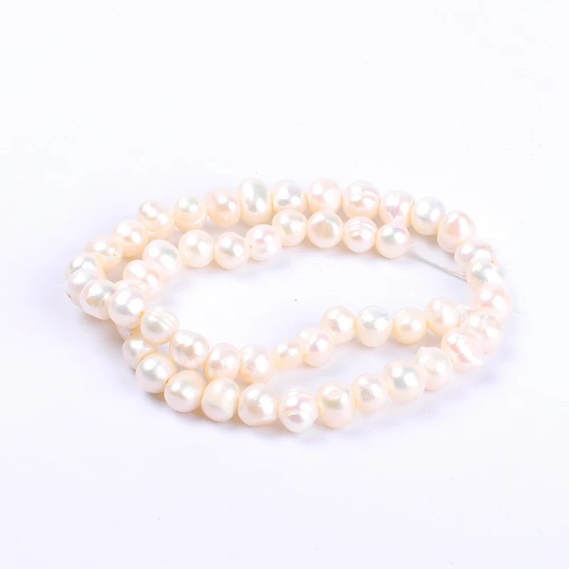 1pack/lot 8-9mm A quality Thread punch Natural freshwater Pearl Loose Beads DIY for Jewelry bracelet necklace