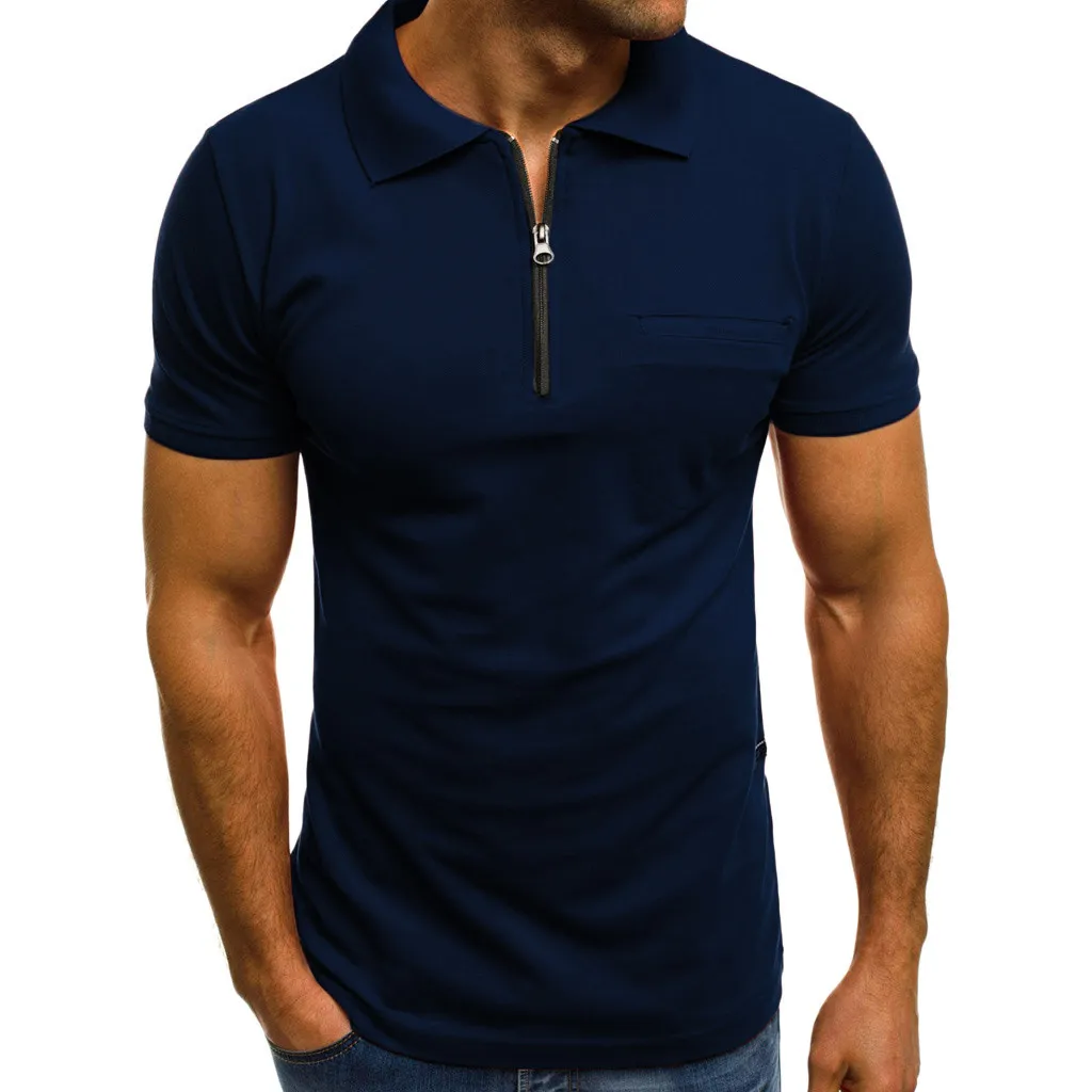 

New Arrival Fashion Personality Men Casual Slim Short Sleeve Pockets T Shirt Top Blouse 2019 Men t-shirt Casual Short Sleeve