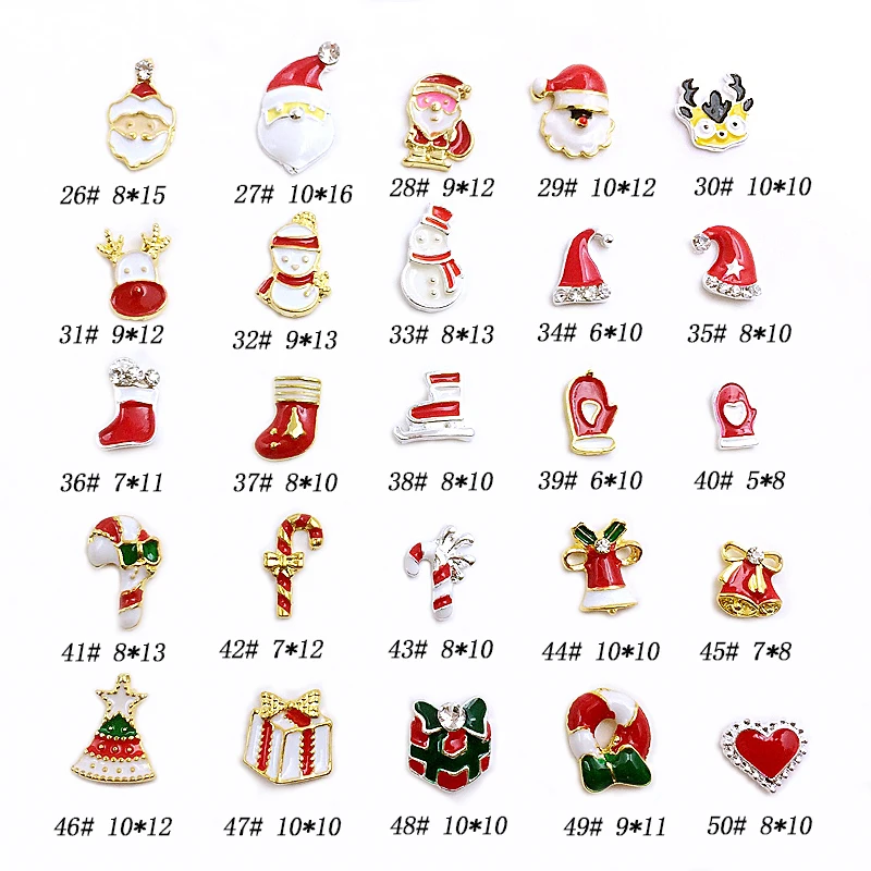 

100pcs/bag New Japan Korea 3D Nail Art Deco Metal DIY Kawaii Snowman Socks Hat Charm Jewelry Nail Tool For Christmas Party