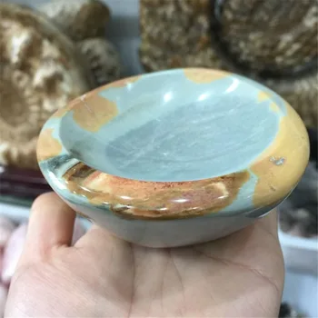 

New arrivals 1pcs natural ocean jasper agate ashtray reiki healing stone shaped rock for home decor hi-fashion