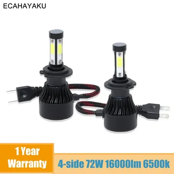 

ECAHAYAKU 2Pcs X7 4 Sides H7 H11 LED Car Headlight Bulb 72W 16000LM 6500K COB H4 High Low Beam Car Styling 12000 Fans Fog Lights
