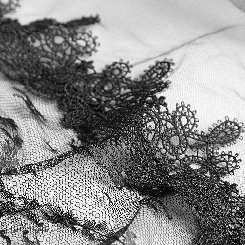 Панк рейв Готический цветы прозрачный Великолепный черный кружевной вуаль Викторианский шарф мода S224