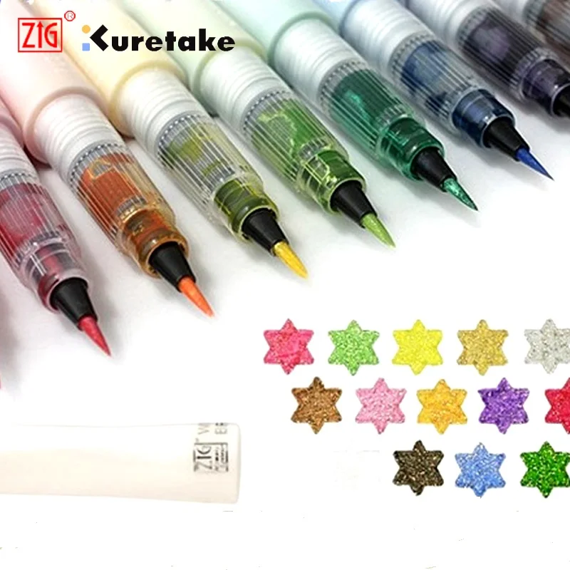 Kuretake Zig подмигивание Стеллы Кисть ручка многоцветный Блестящий цветной мягкий блеск кисти ручка подарок