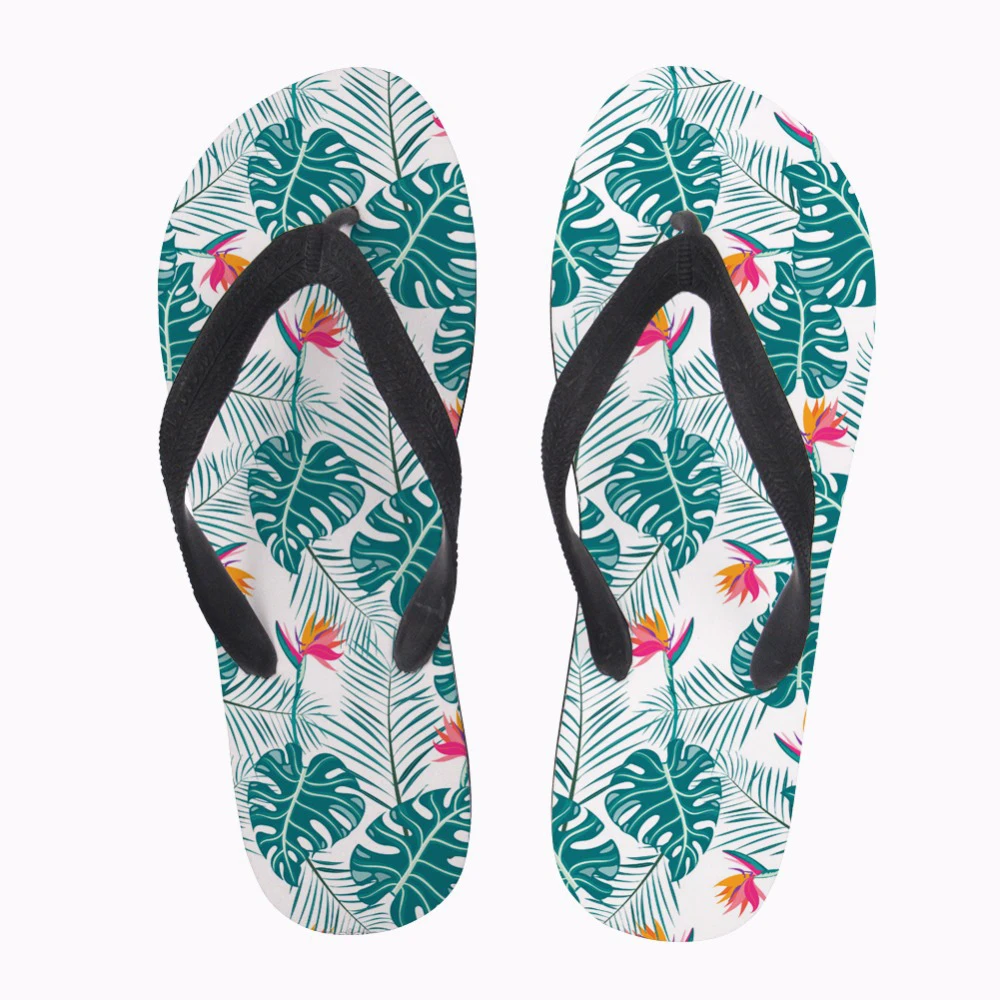 

Customized Tropical Plants Prints Summer Women Flip Flops Flats Casual Brand Women's Slip-on Bath Slippers for Female Flip Flop