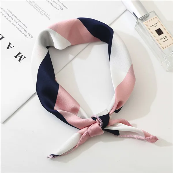 FJ165 pink white Новинка, женский шарф на весну и лето, шелковый шарф маленького размера, квадратный шейный платок для офиса, женские шарфы, весенние шали, 50*50 см - Цвет: FJ165 pink white