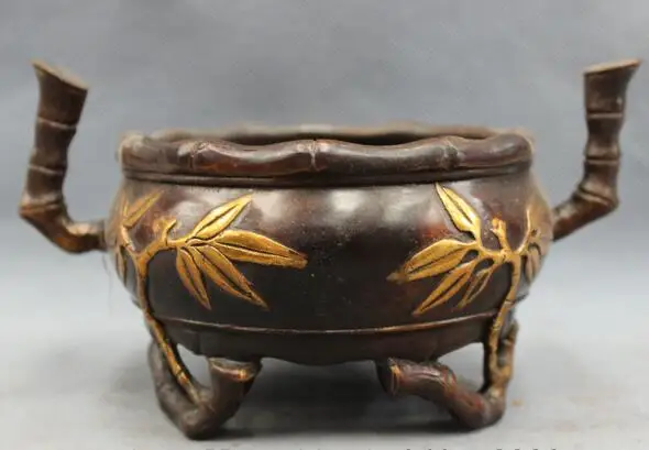 

S06913 Marked China Chinese Bronze Gilt Buddhism Bamboo Statue Incense Burenr Censer discount 30% (C0324)