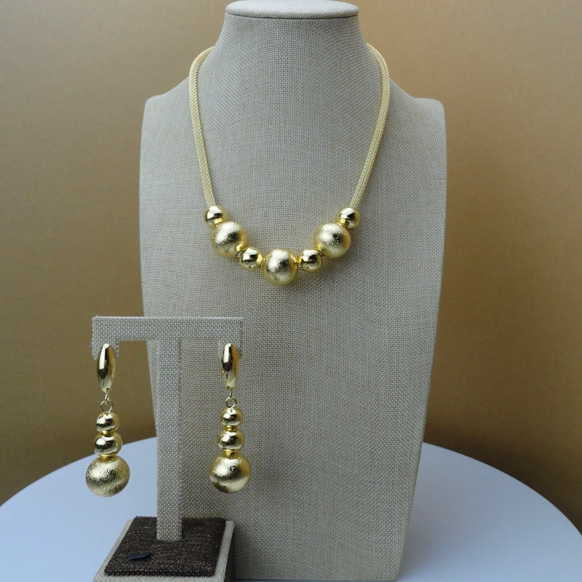 

2019 Yuminglai Italian Design 24K Dubai Costume Jewelry Sets Necklace and Earrings FHK6207