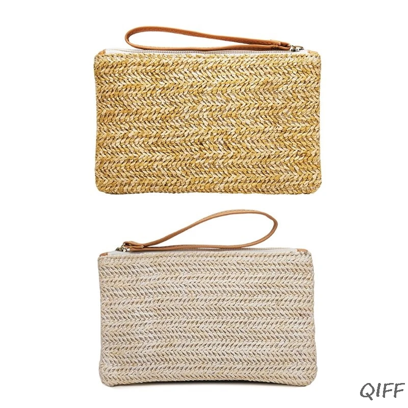 

Women Ladies Summer Beach Straw Wallet Zipper Purse Card Phone Holder Case Handbag