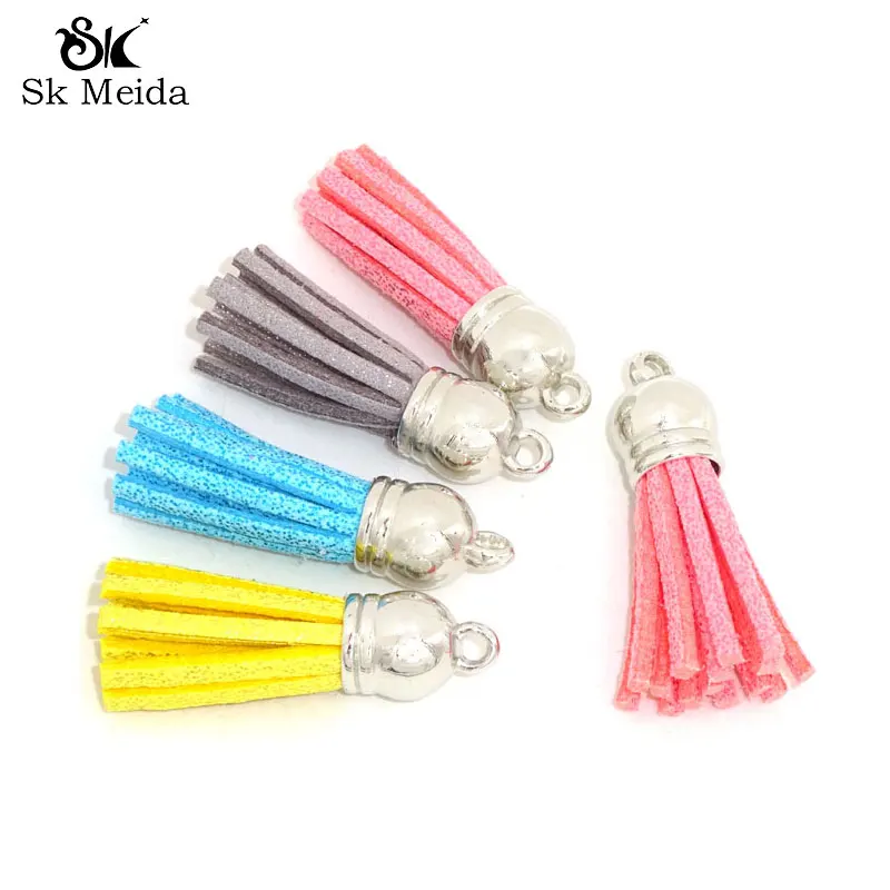 50Pcs New Fashion Glitter Tassel 38mm Suede Leather Tassels For Jewelry