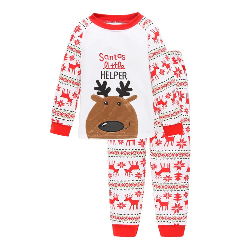 Хлопковый Детский Рождественский костюм Санта Клауса для маленьких мальчиков и девочек с принтом Микки одежда снеговика, комплект рождественской пижамы, одежда для сна - Цвет: Коричневый