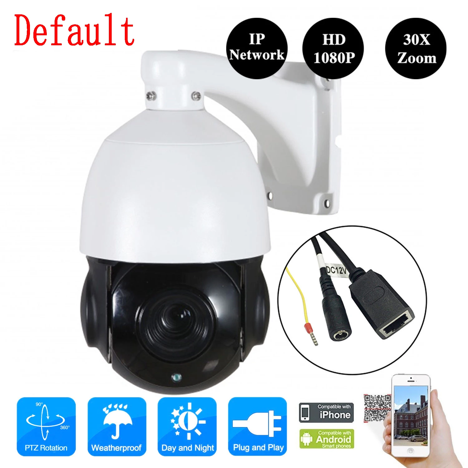 Скоростная купольная IP камера HD PTZ 4 5 дюйма 30 кратный зум 1080P 2 Мп IR Night CMOS Auto|Камеры
