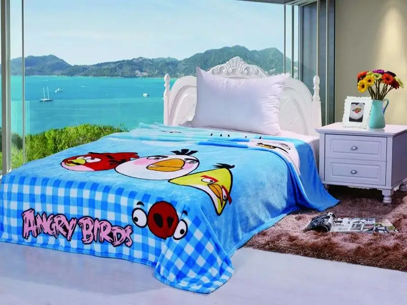 Плед полутораспальный tango, Angry Birds, 150*200 см, голубой