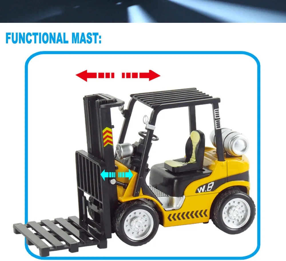 15 см длина литья под давлением строительство вилочный погрузчик модель подъемного устройства автомобили, мальчик грузовик игрушки с функцией отката/Звук/свет/Подарочная коробка для детей