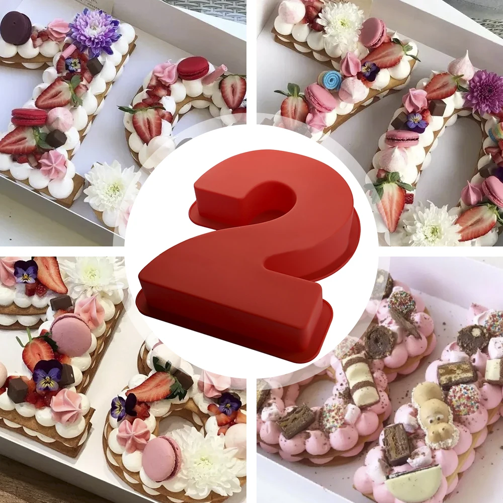 

Silicone Mold Creative Cake Mold 0-9 Number Shape Bake Baking Dish Cake Decorating Tools For Wedding Birthday Anniversary Party