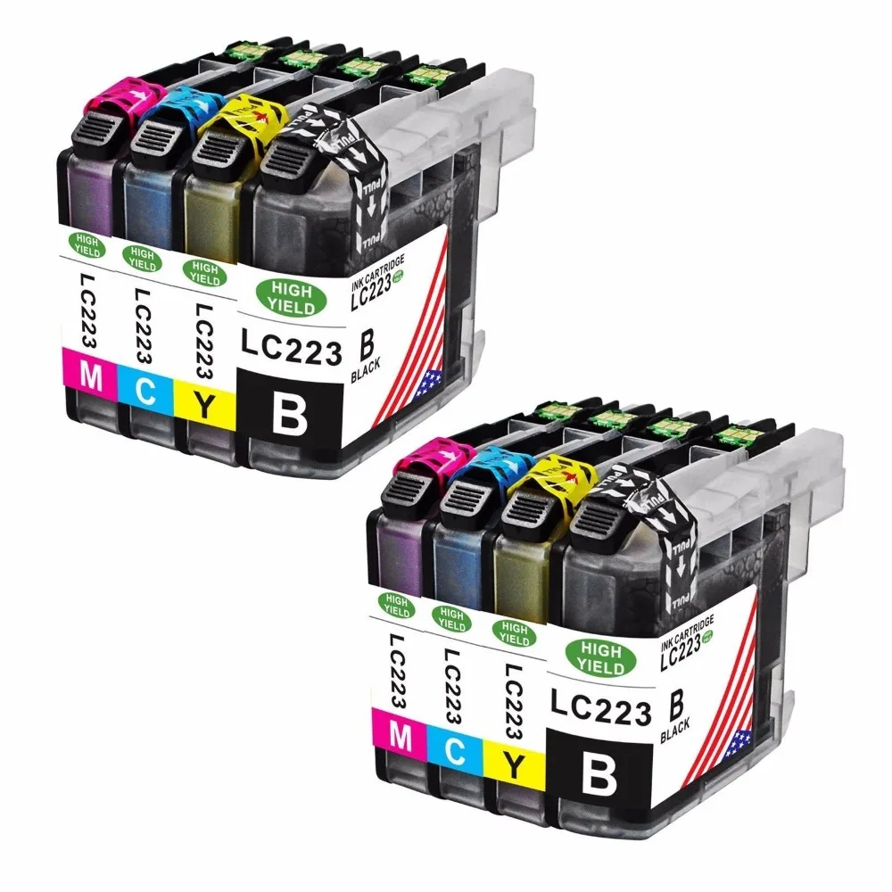 TONER KINGDOM 8pcs/Set LC223 223XL Compatible Ink Cartridge For Brother