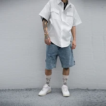 Мужские шорты в уличном стиле в стиле хип Хопт винтажные рваные прямые джинсовые шорты мужские трико дизайнерские шорты