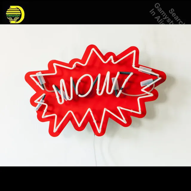Neon Sign for WOW Pop Art Neon Bulb sign handcraft Handmade neon signboard personalized post war consumer boom with board