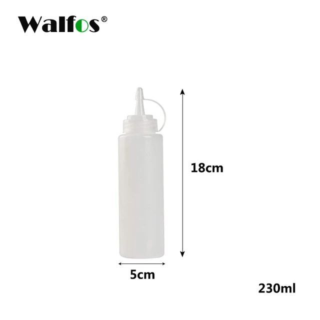 WALFOS Seasoning Bottle Plastic Salad Dressing Squeeze Bottle Pointed Nozzle Small Oil Bottle Kitchen Supplies 230ml
